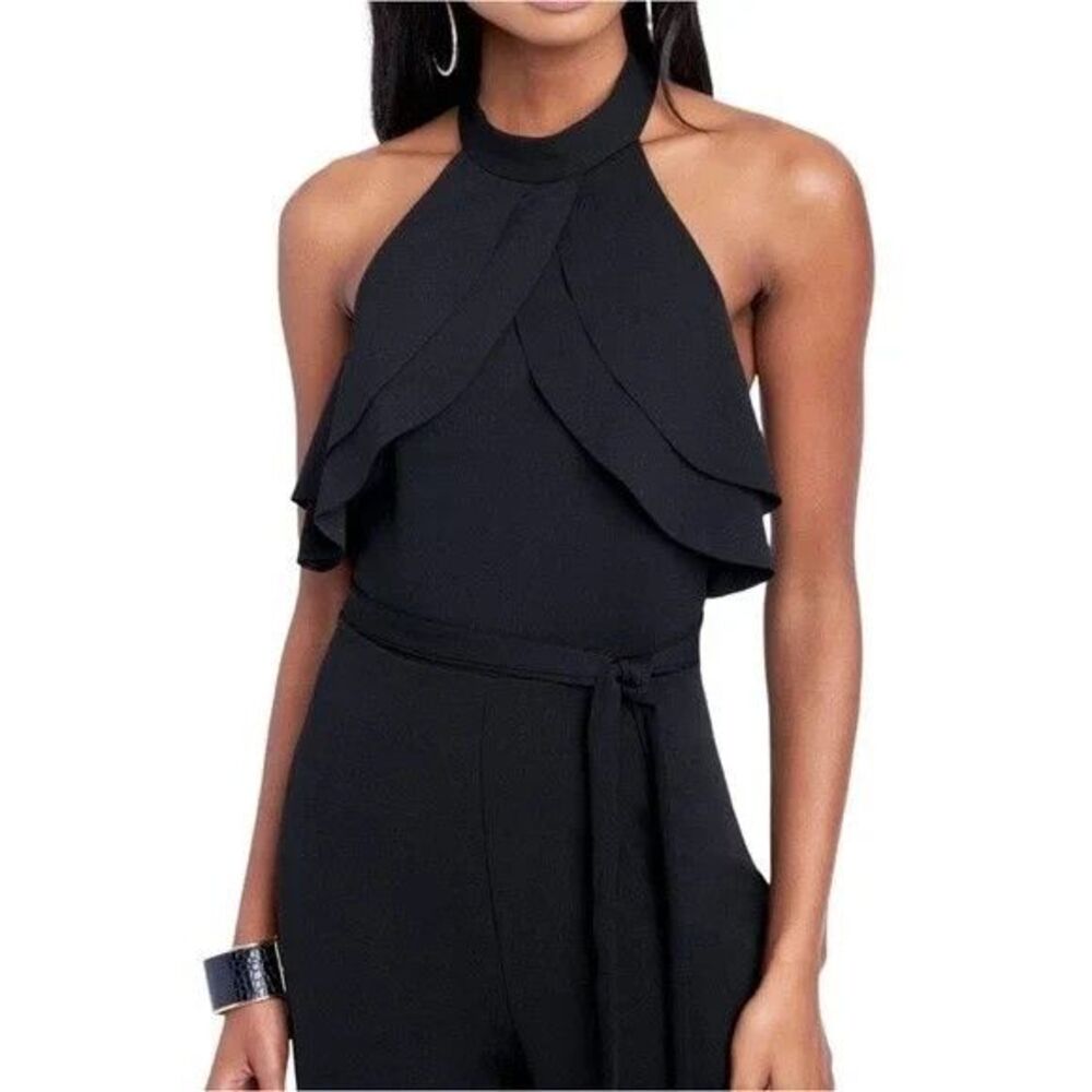 Bebe Black Wide Leg Jumpsuit 10 Mob Wife Cocktail Formal